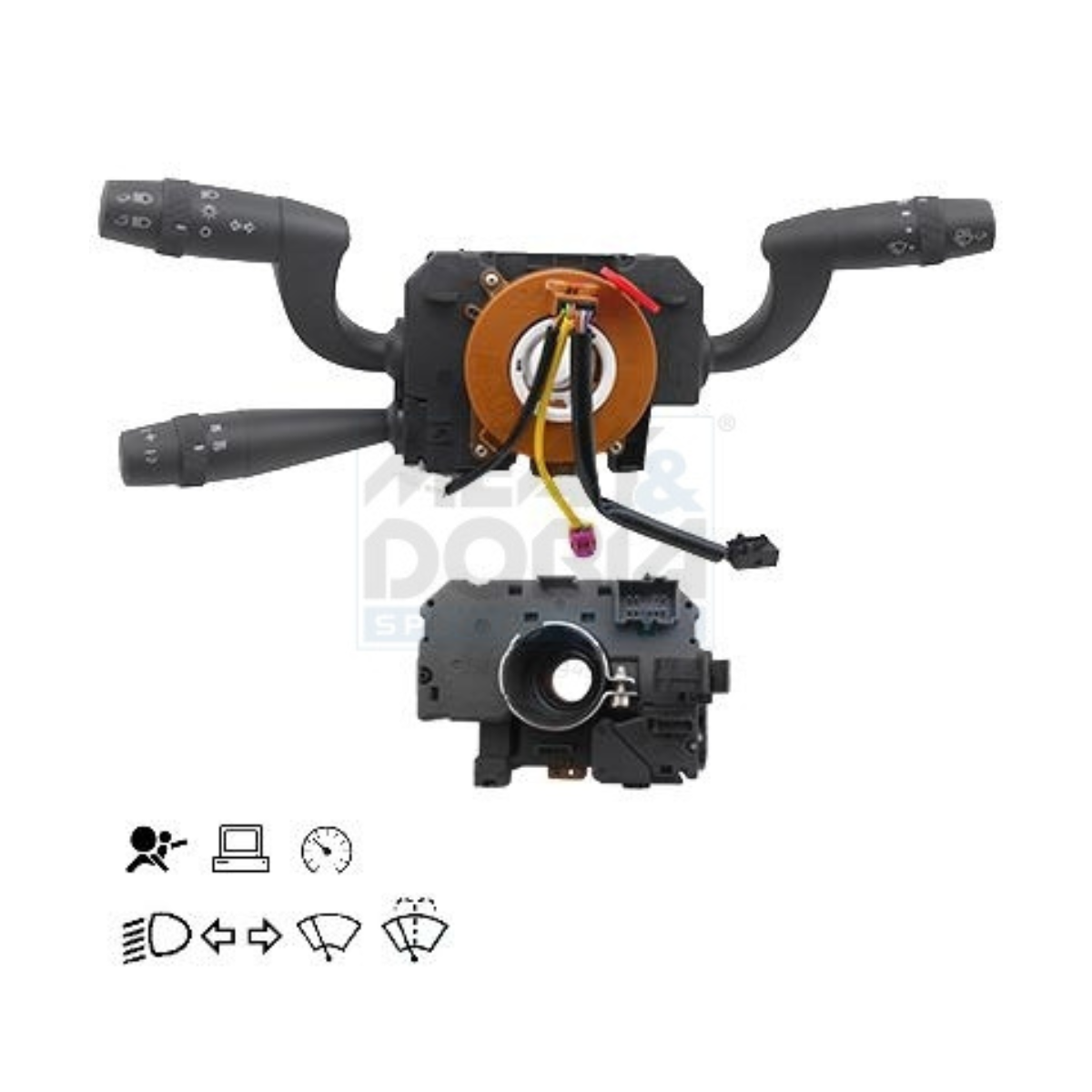23494 Meat & Doria steering column switch with clock spring - to suit Fiat part numbers 735469479 / 735469485